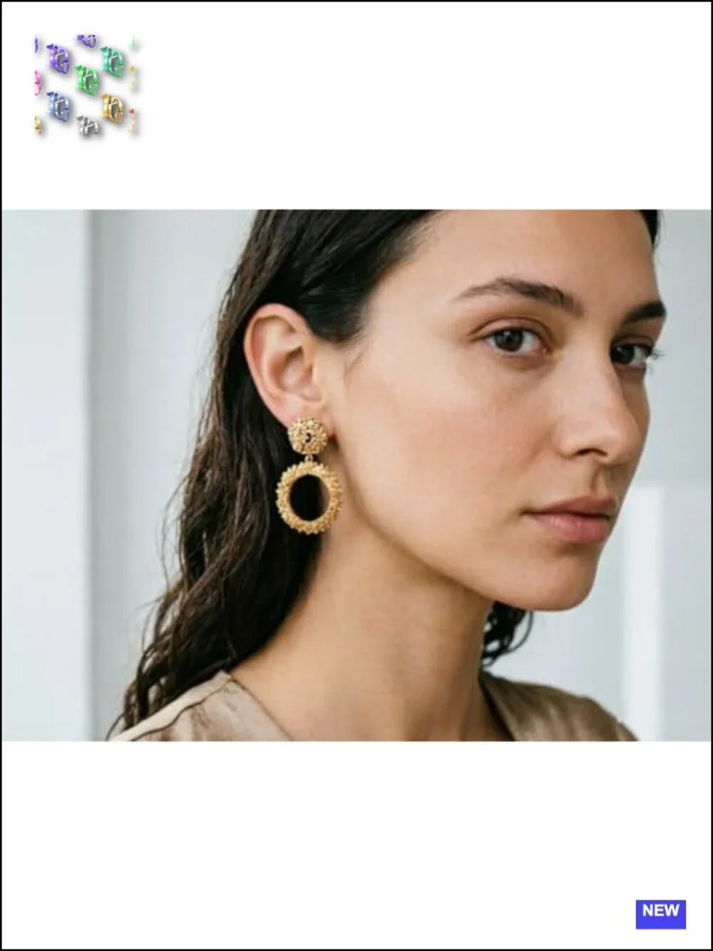 Geometric Double Layer Drop Earrings, Handmade Textured Alloy Statement Earrings